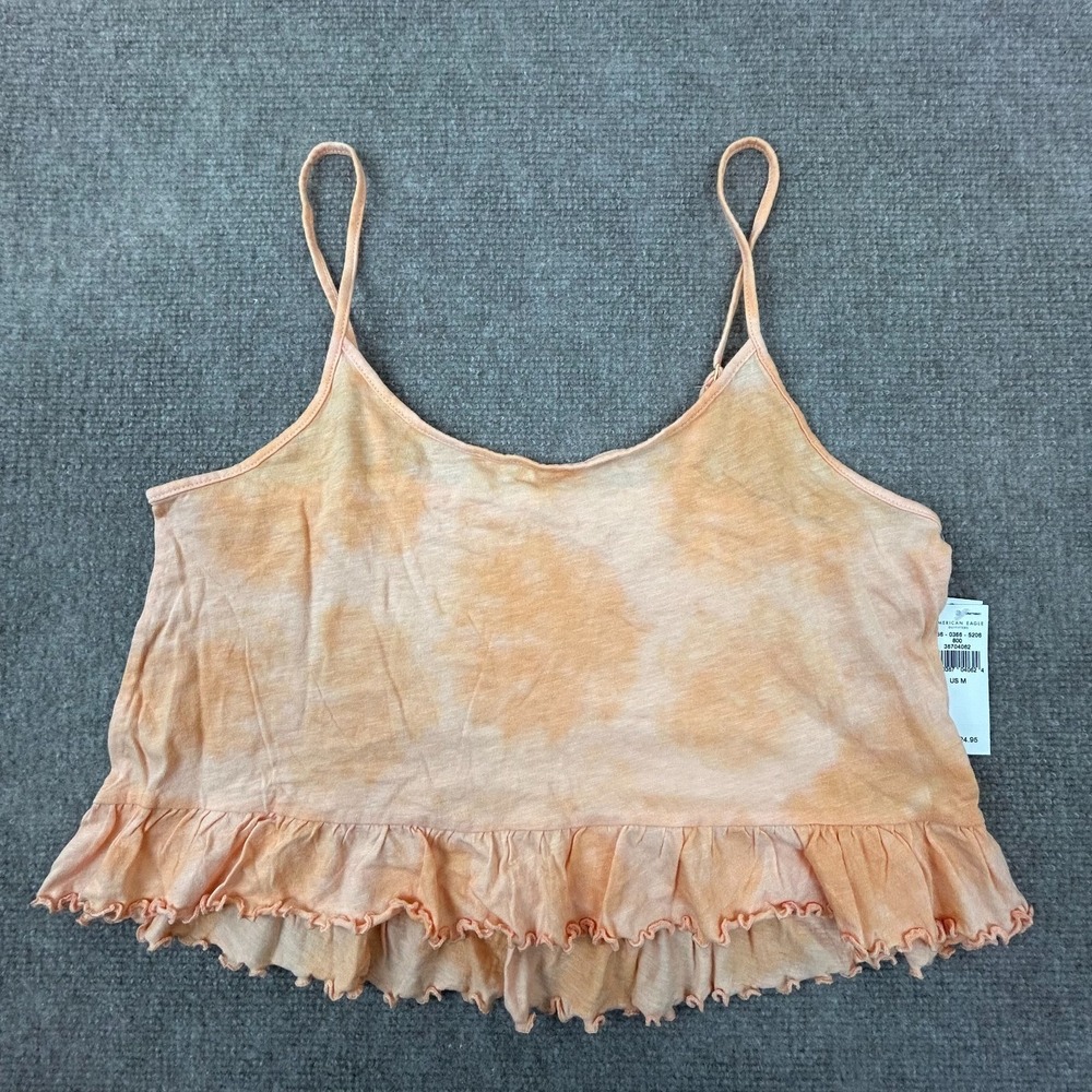 American Eagle Outfitters Camisole Tank Top Womens M Orange Dye Tie Lettuce Edge